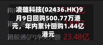 凌雄科技(02436.HK)9月9日回购500.77万港元	，年内累计回购1.44亿港元-第2张图片