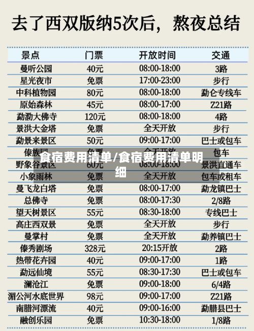 食宿费用清单/食宿费用清单明细
