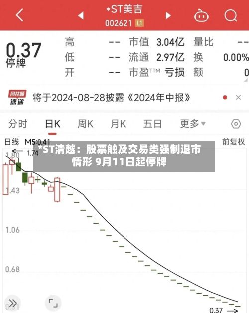 *ST清越：股票触及交易类强制退市情形 9月11日起停牌