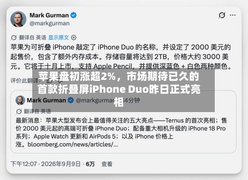 苹果盘初涨超2%，市场期待已久的首款折叠屏iPhone Duo昨日正式亮相-第3张图片